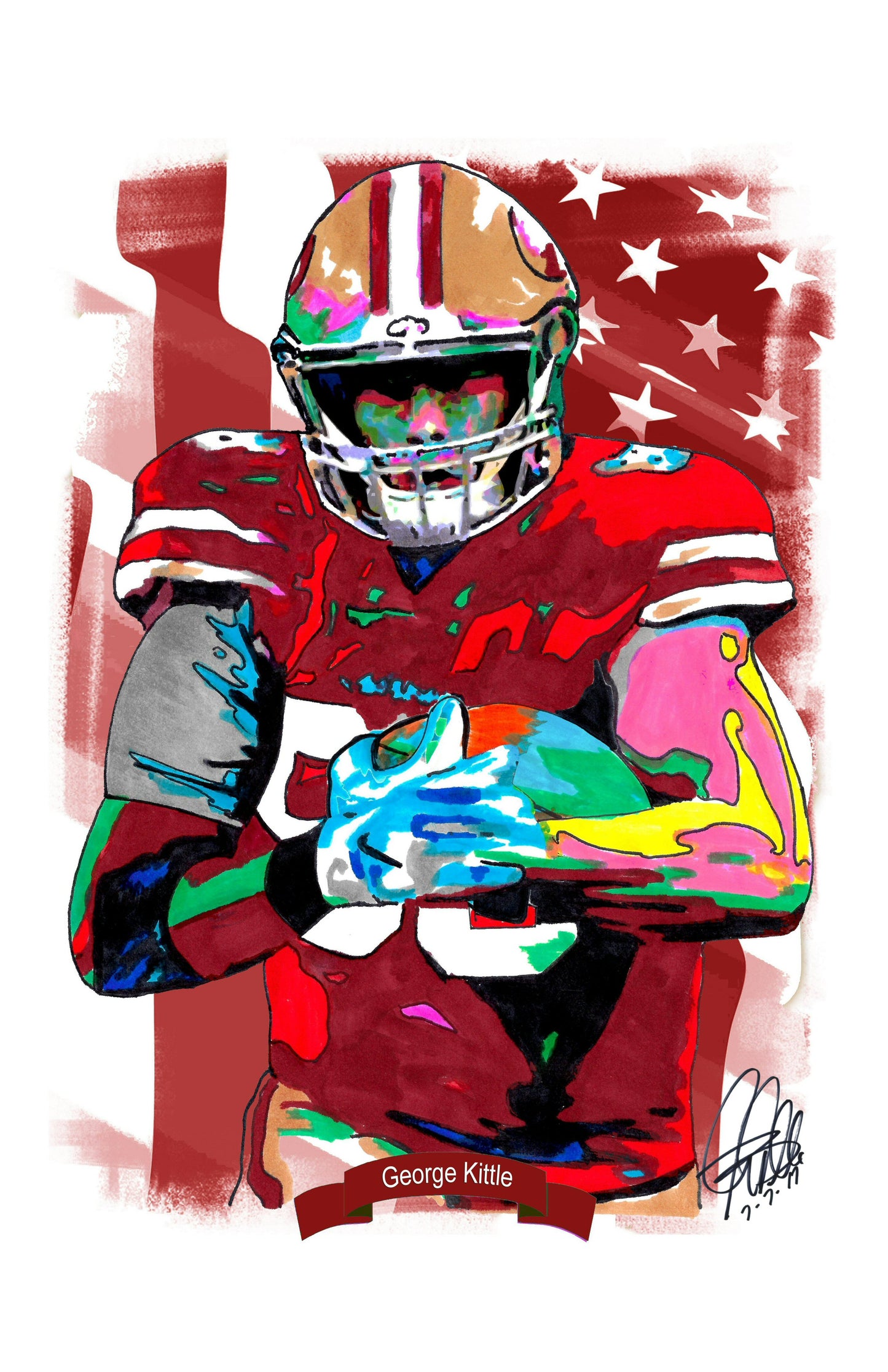 George Kittle San Francisco 49ers Football Print Poster Wall Art 11x17