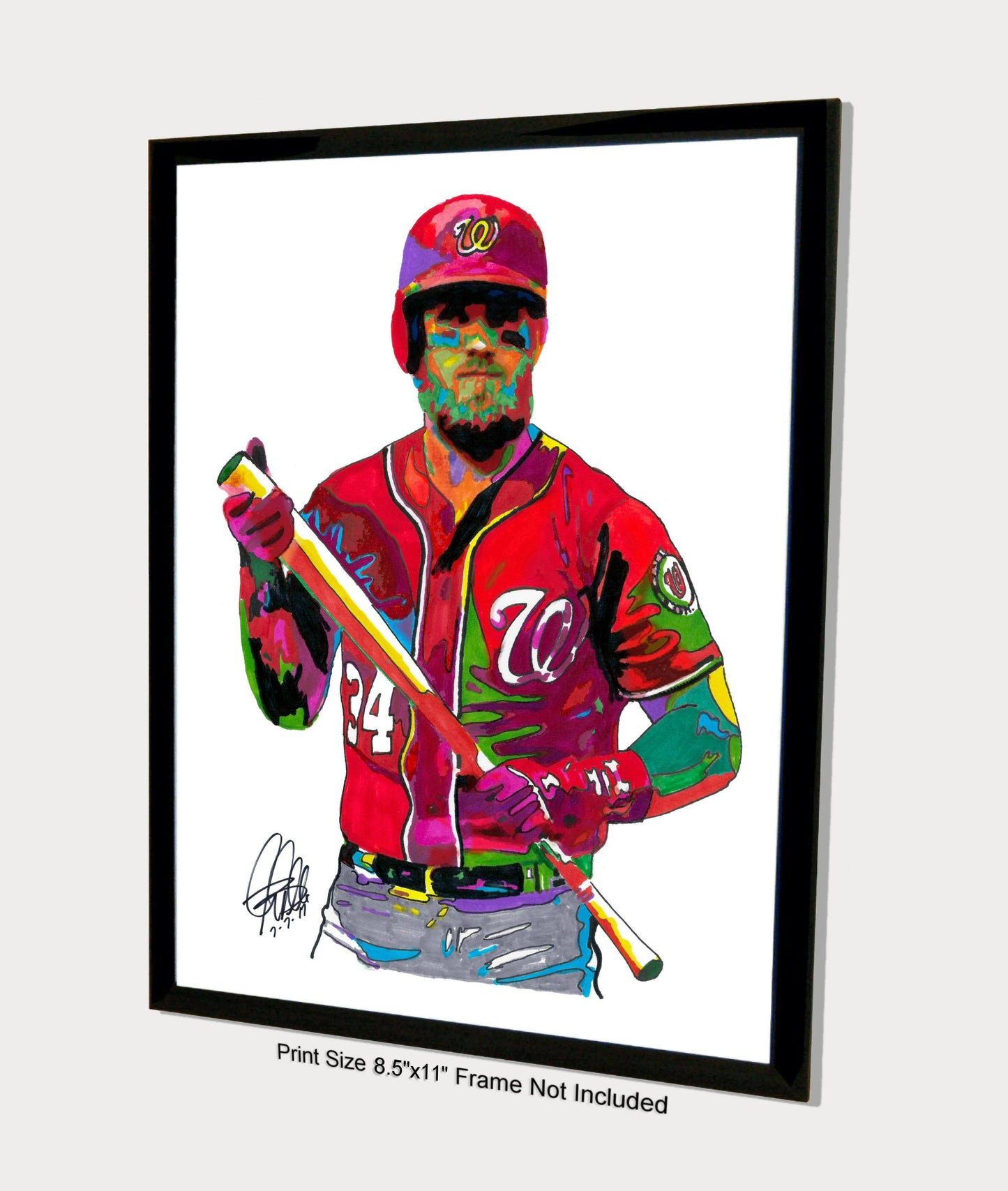 Bryce Harper of  Washington Nationals Sports Poster Print Wall Art 8.5x11