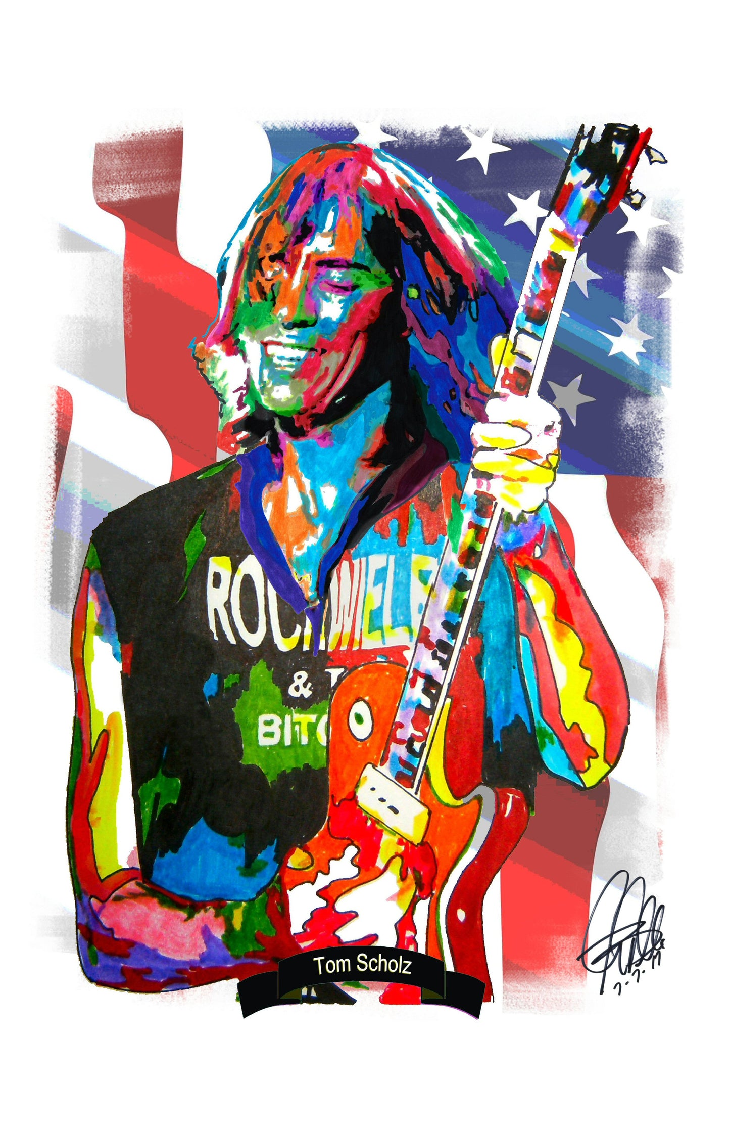 Tom Scholz Boston Guitar Hard Rock Music Print Poster Wall Art 11x17