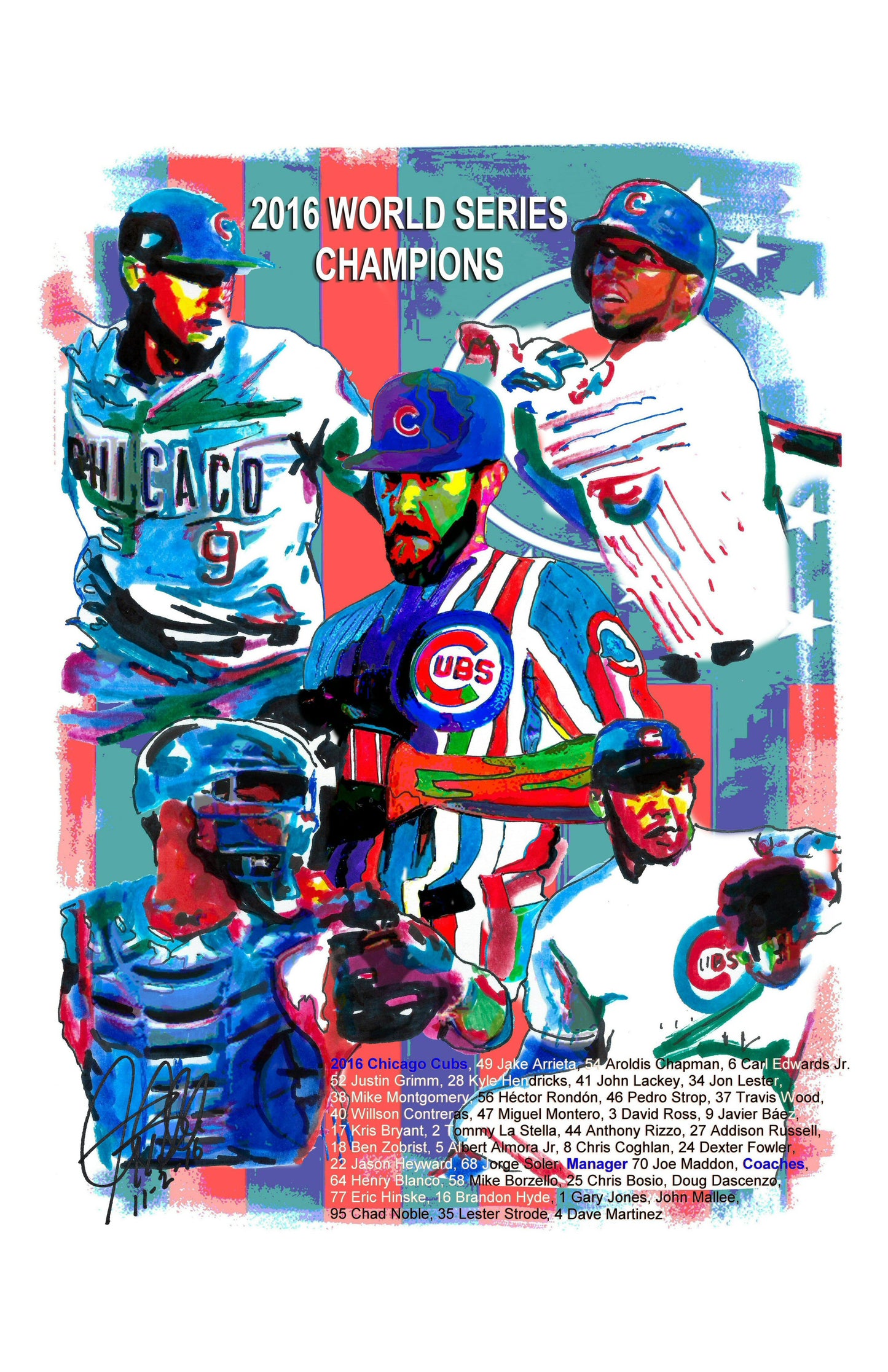 Chicago Cubs 2016 World Series Champions Baseball Poster Print Wall Art 11x17