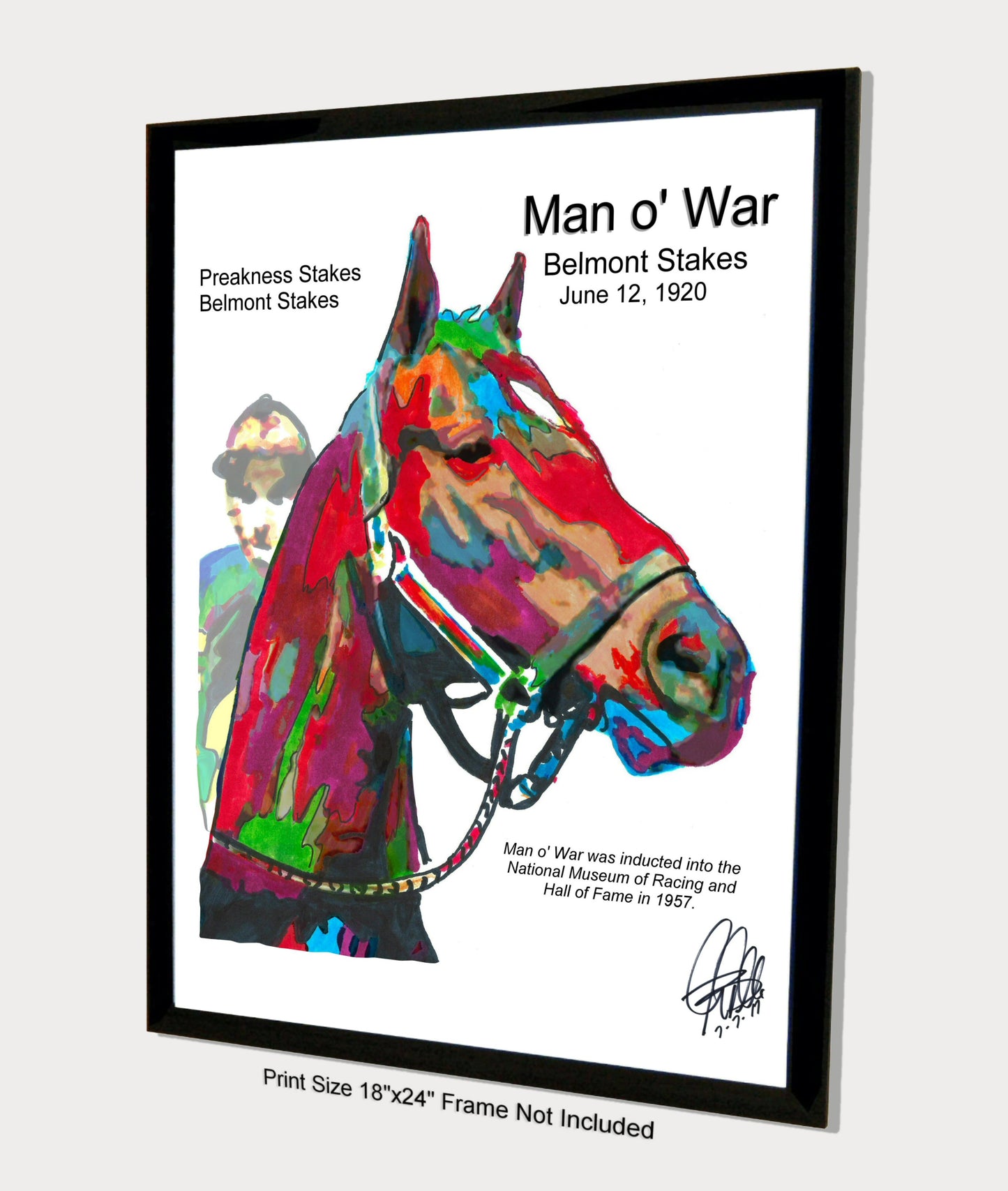 Man o War Thoroughbred Triple Crown Horse Racing Poster Print Wall Art 18x24