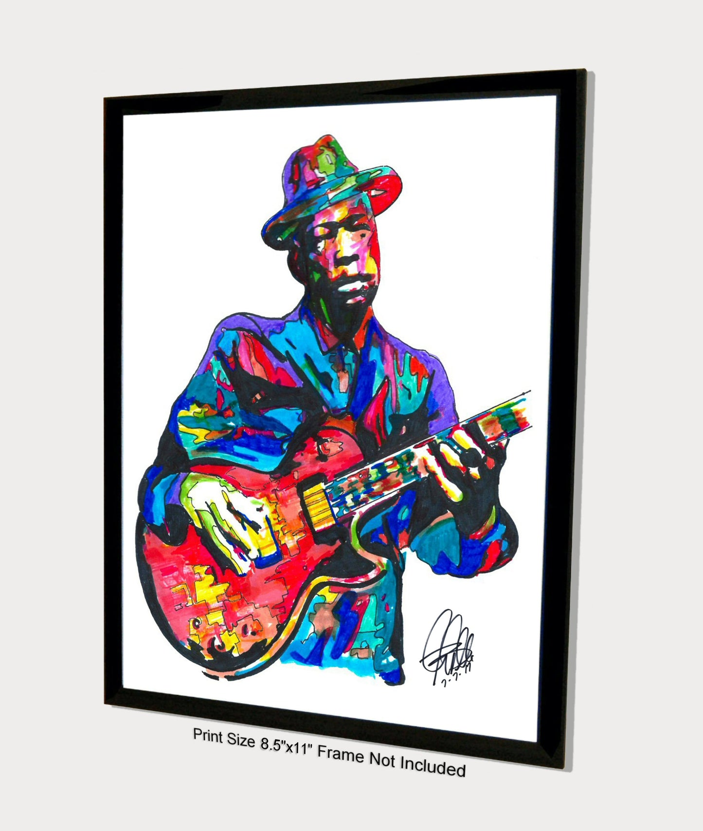 John Lee Hooker Singer Guitar Blues Music Poster Print Wall Art 8.5x11