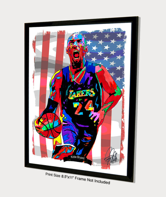 Kobe Bryant Los Angeles Lakers Basketball Poster Print Wall Art 8.5x11