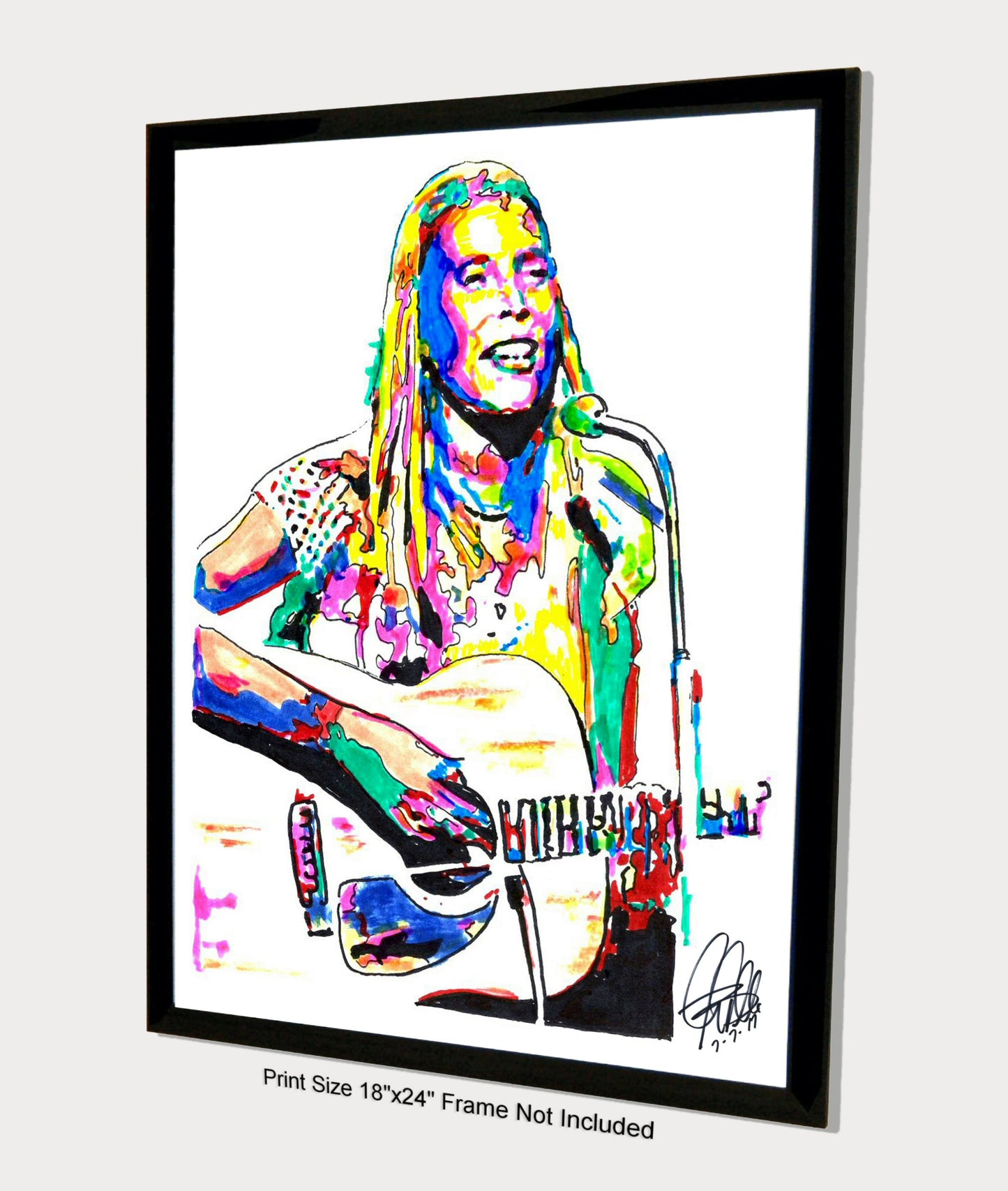 Joni Mitchell Singer Guitar Folk Rock Pop Music Poster Print Wall Art 18x24