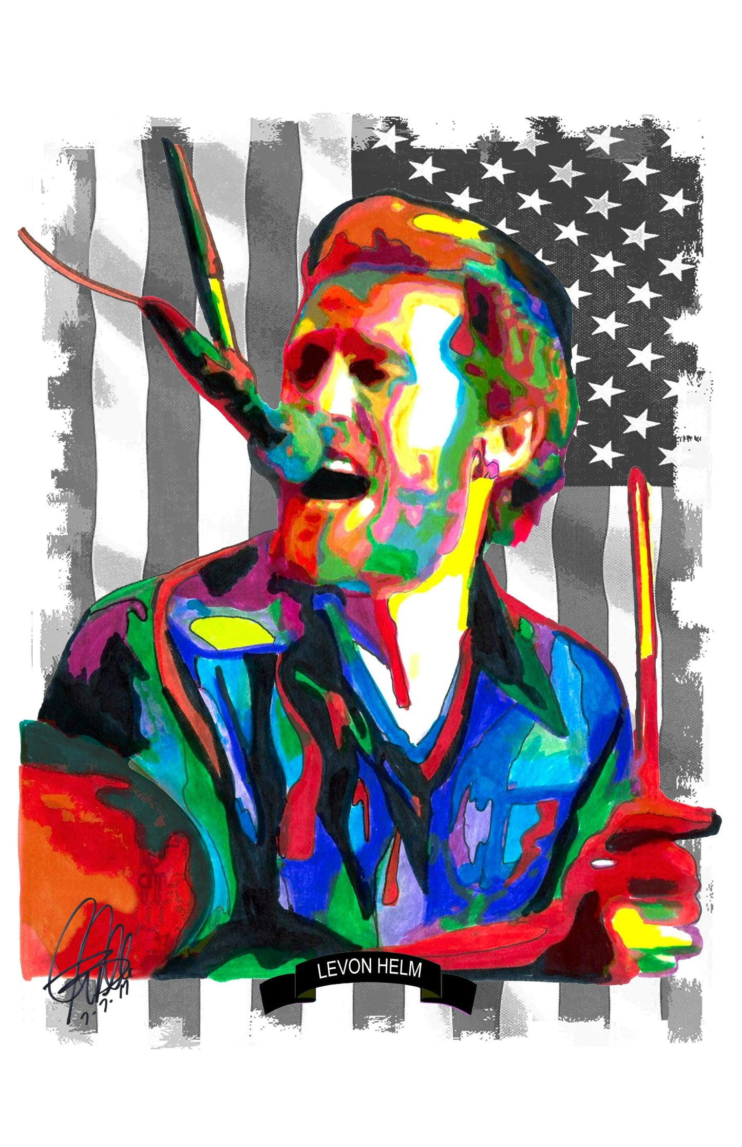 Levon Helm The Band Drums Rock Music Poster Print Wall Art 11x17