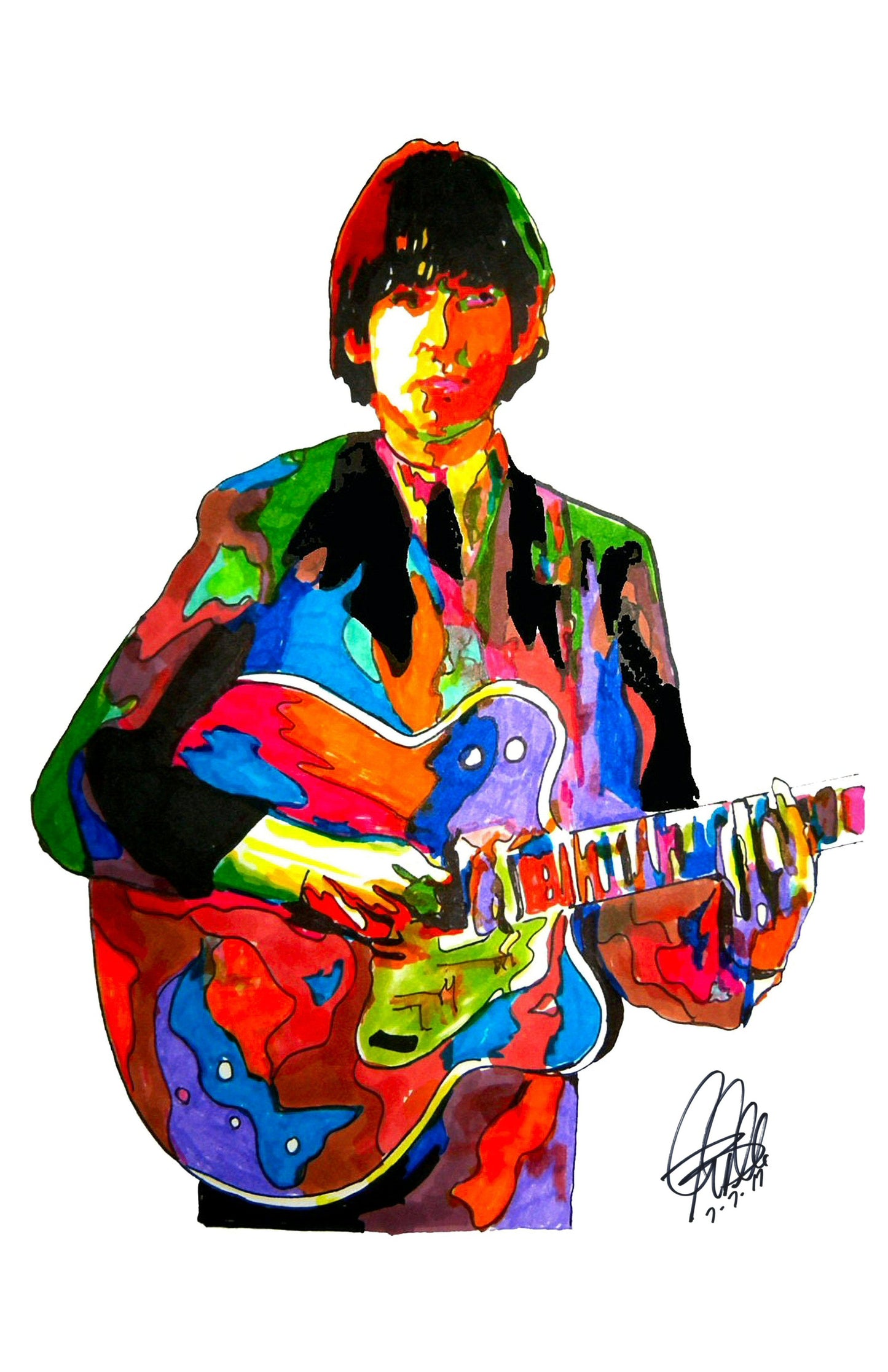 George Harrison The Beatles Guitar Rock Music Poster Print Wall Art 11x17