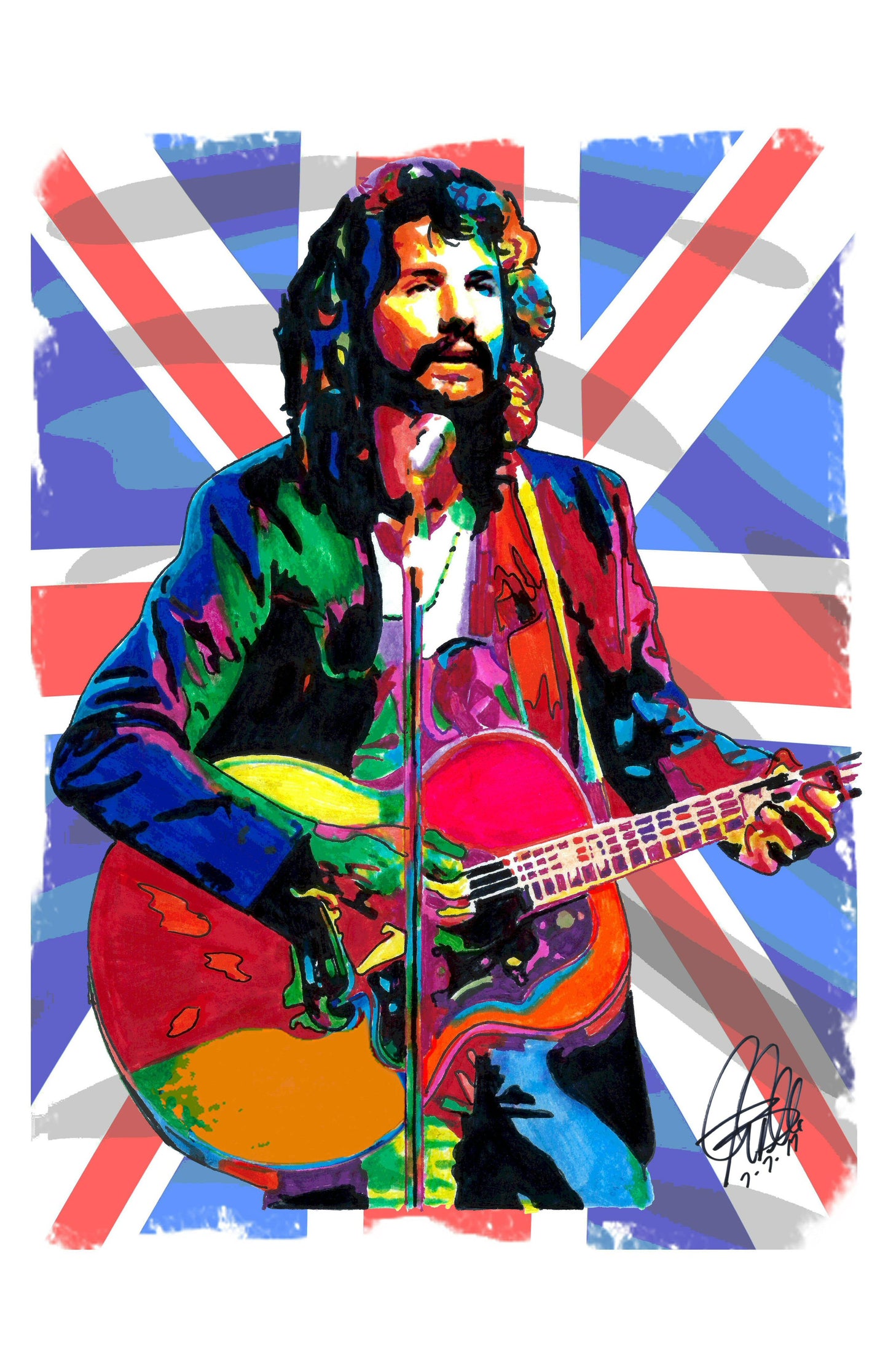 Cat Stevens Singer Guitar Folk Rock Music Poster Print Wall Art 11x17