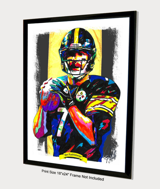 Ben Roethlisberger Steelers QB Football Sports Poster Print Wall Art 18x24