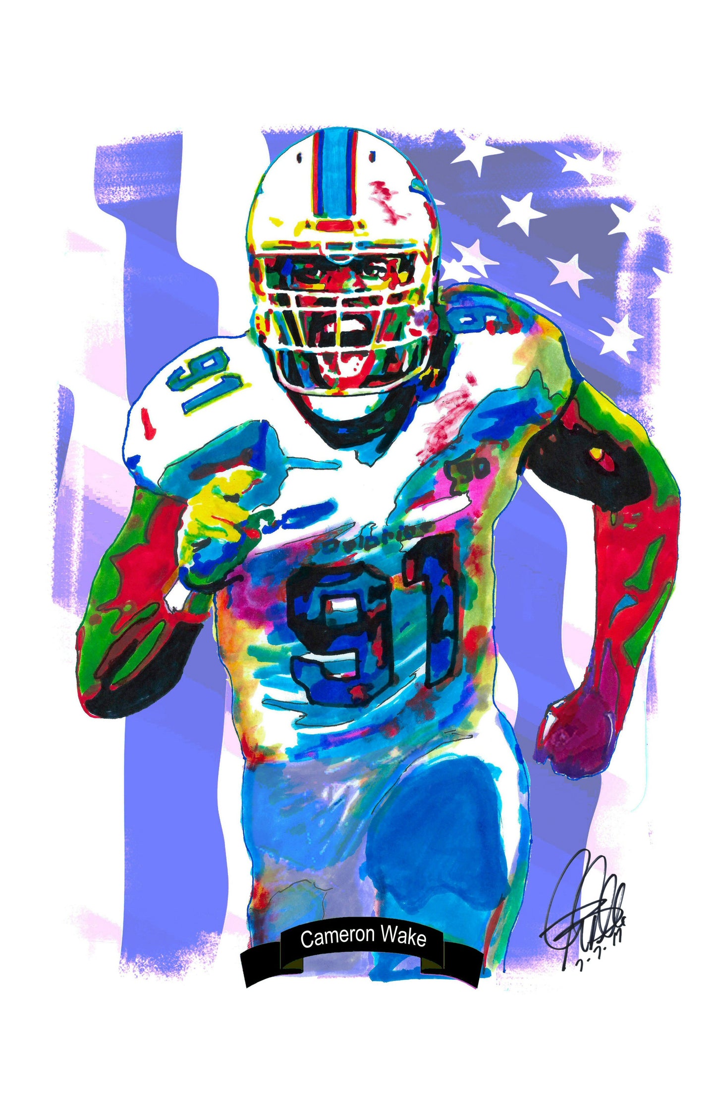 Cameron Wake Miami Dolphins Football Poster Print Wall Art 11x17