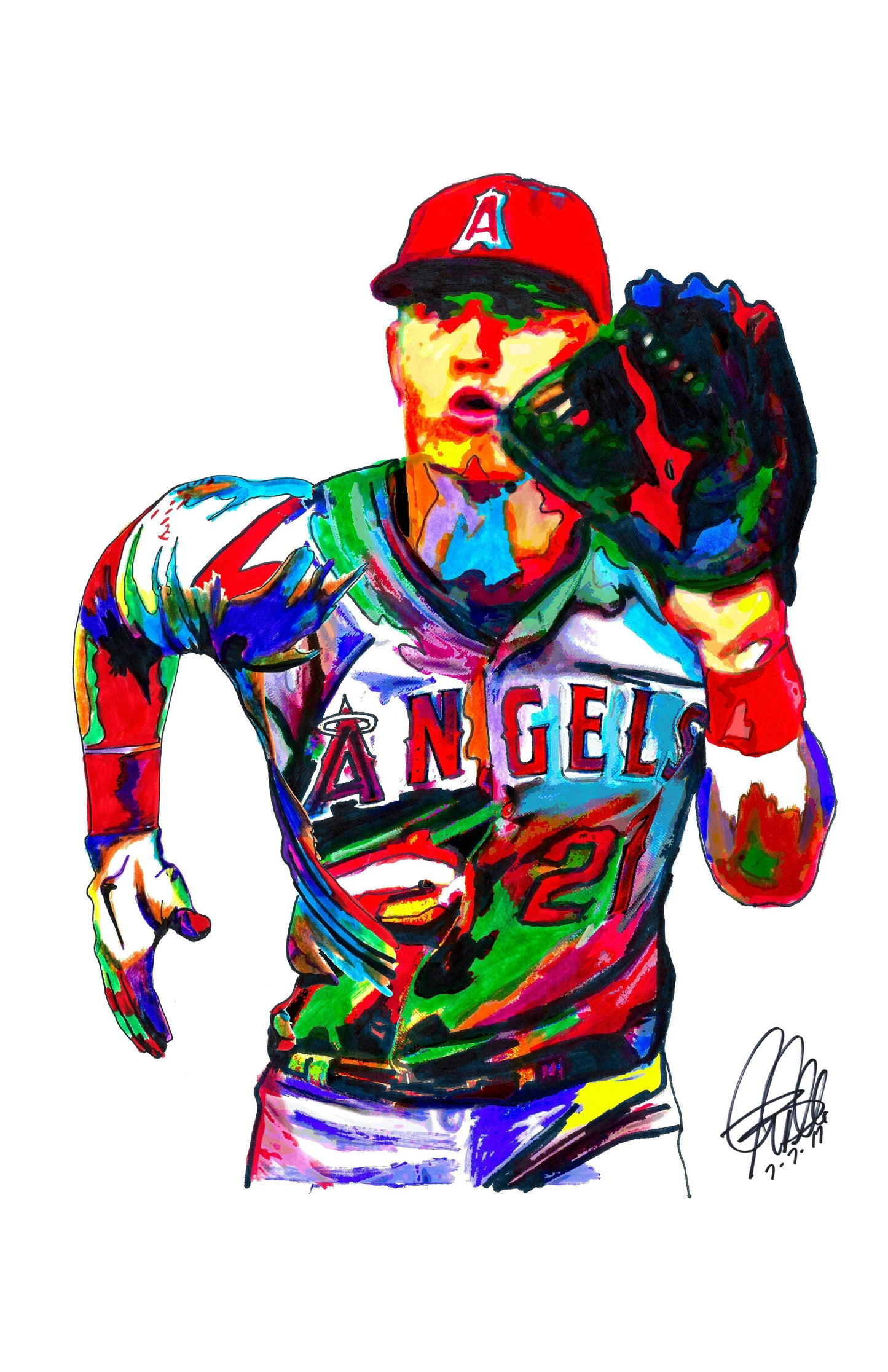 Mike Trout Los Angeles Angels Baseball Sports Poster Print Wall Art 11x17