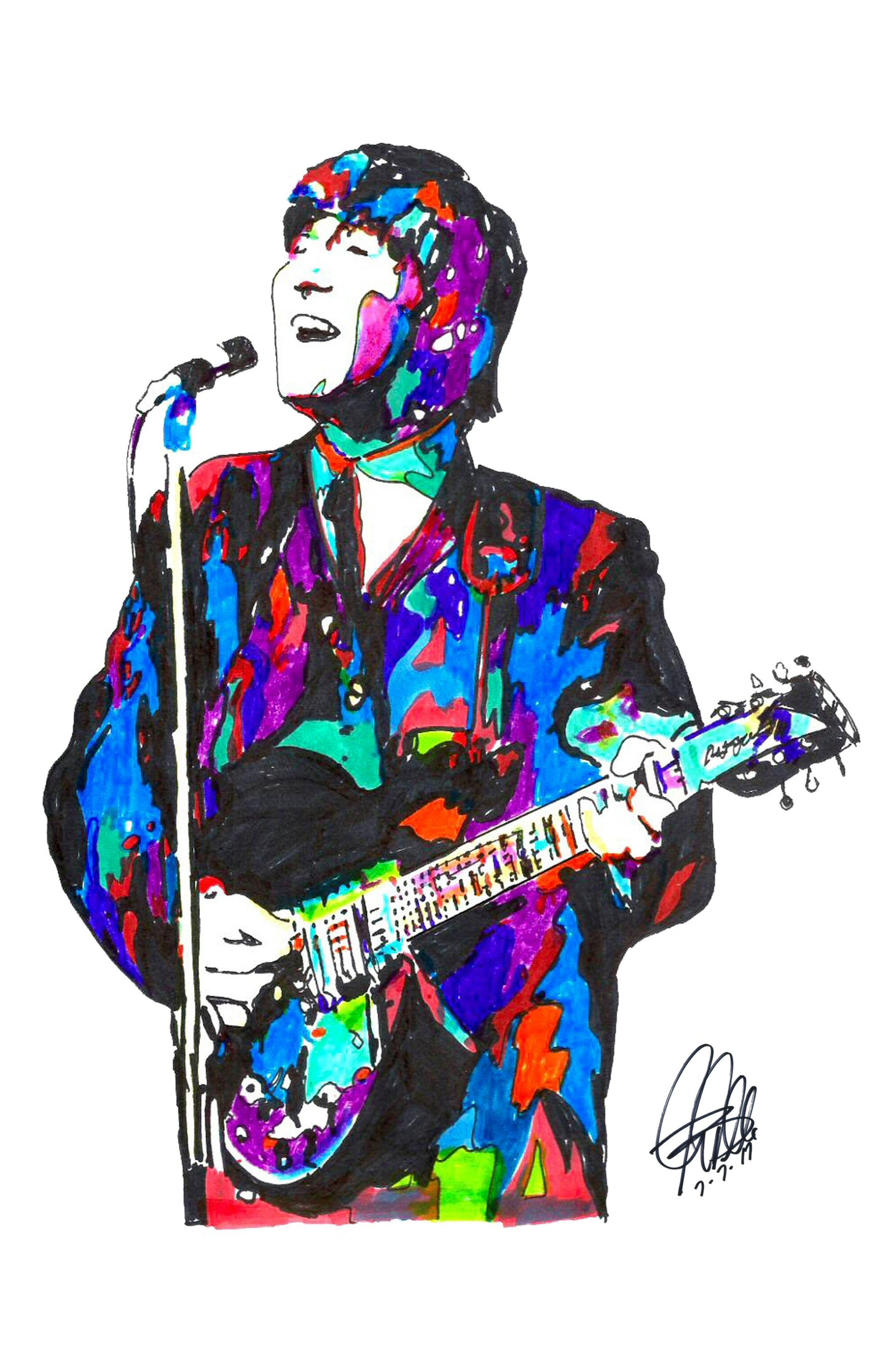 John Lennon The Beatles Singer Guitar Rock Music Poster Print Wall Art 11x17