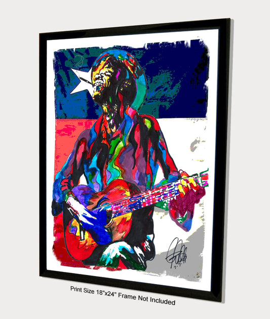 Lightnin Hopkins Guitar Texas Blues Music Poster Print Wall Art 18x24