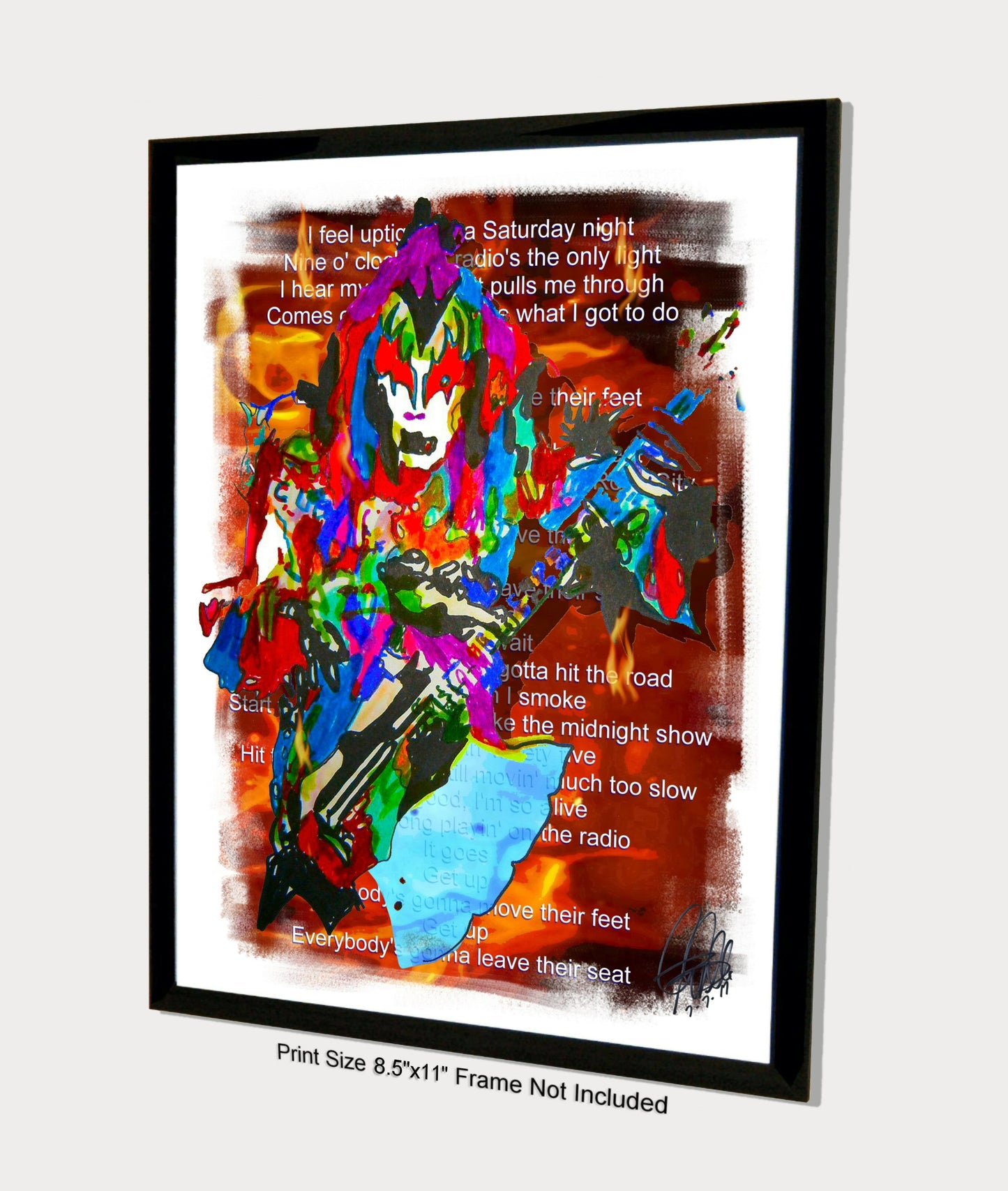 Gene Simmons Kiss Bass Rock Music Poster Print Wall 8.5x11