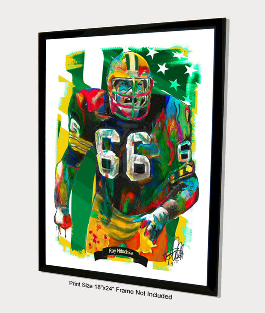 Ray Nitschke Green Bay Packers Football Sports Poster Print Wall Art 18x24