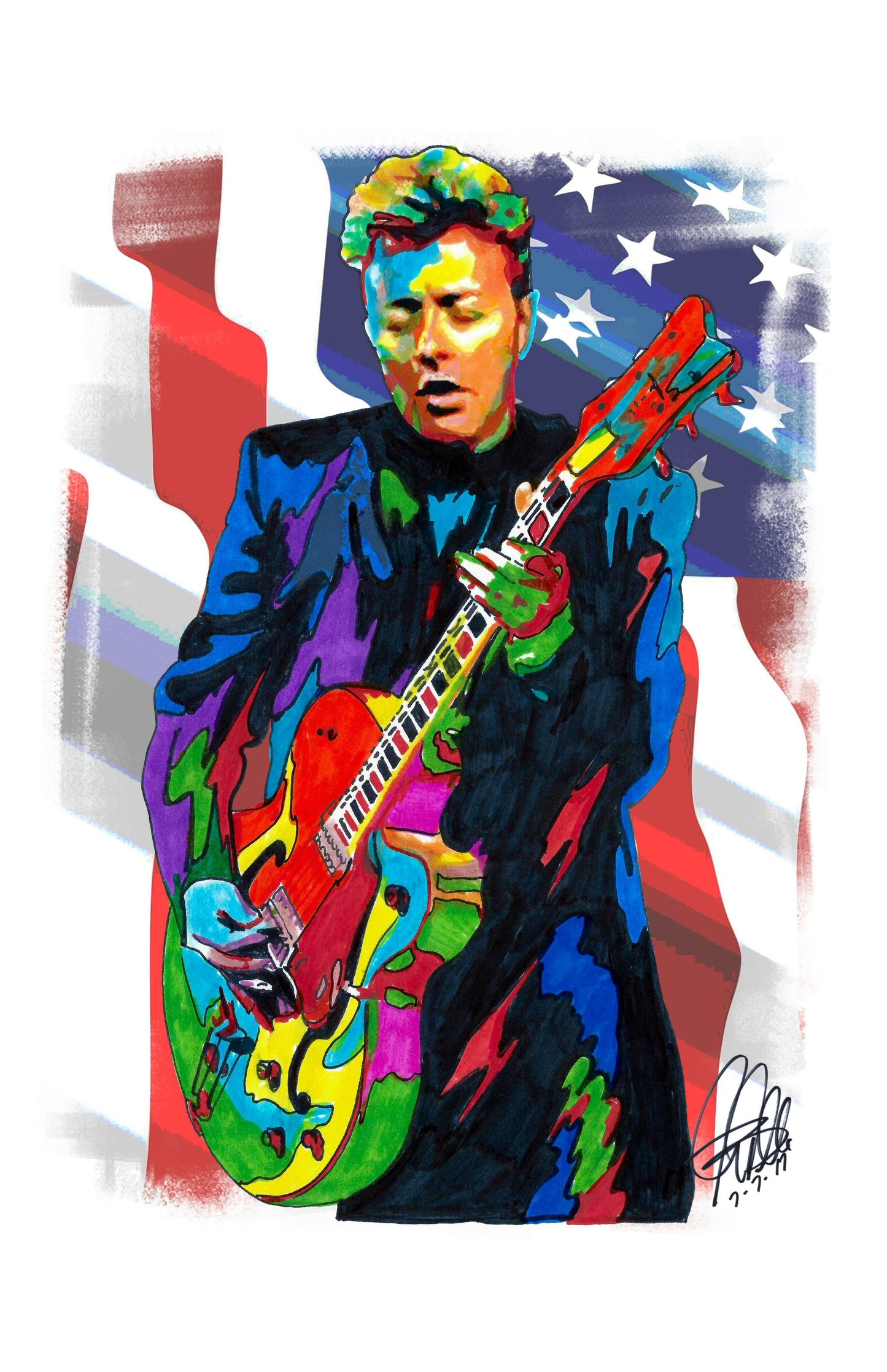 Brian Setzer Stray Cats Singer Guitar Rock Music Poster Print Wall Art 11x17