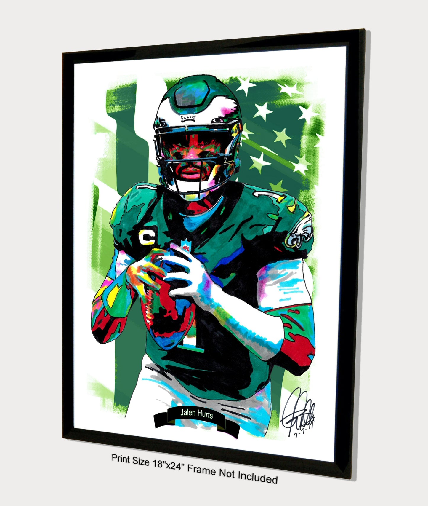 Jalen Hurts Philadelphia Eagles Football Sports Poster Print Wall Art 18x24