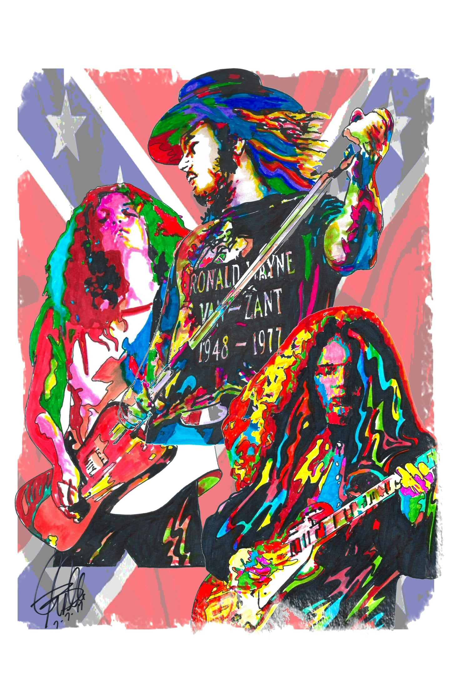 Lynyrd Skynyrd Van Zant Collins Rossington Music Poster Print Wall Art 11x17