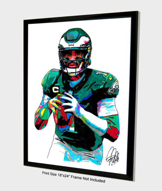 Jalen Hurts Philadelphia Eagles Football Poster Print Wall Art 18x24