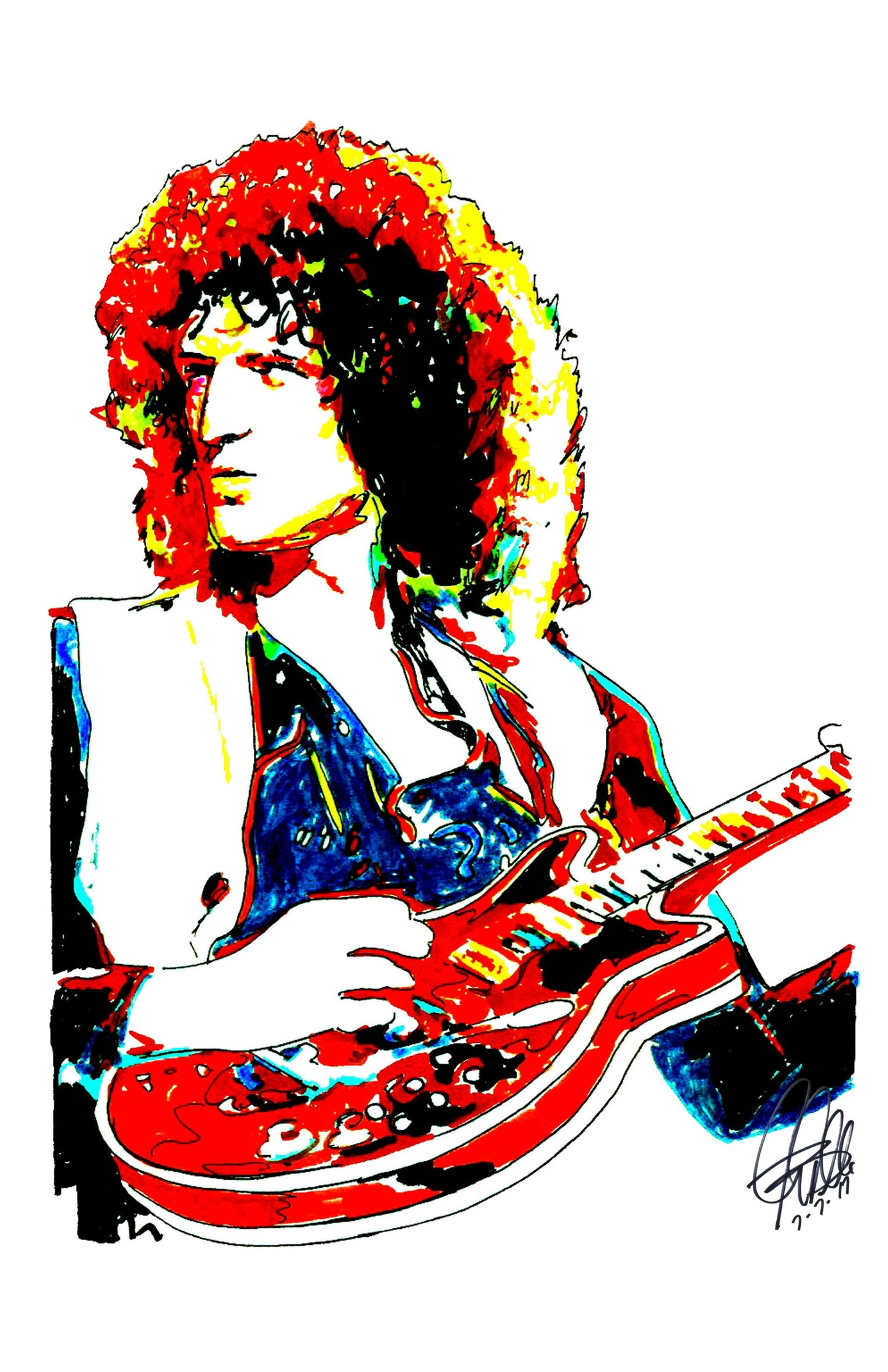 Brian May Queen Guitar Hard Rock Music Poster Print Wall Art 11x17