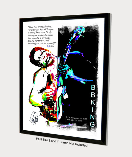 BB King Singer Blues Rock Guitar Music Poster Print Wall Art 8.5x11