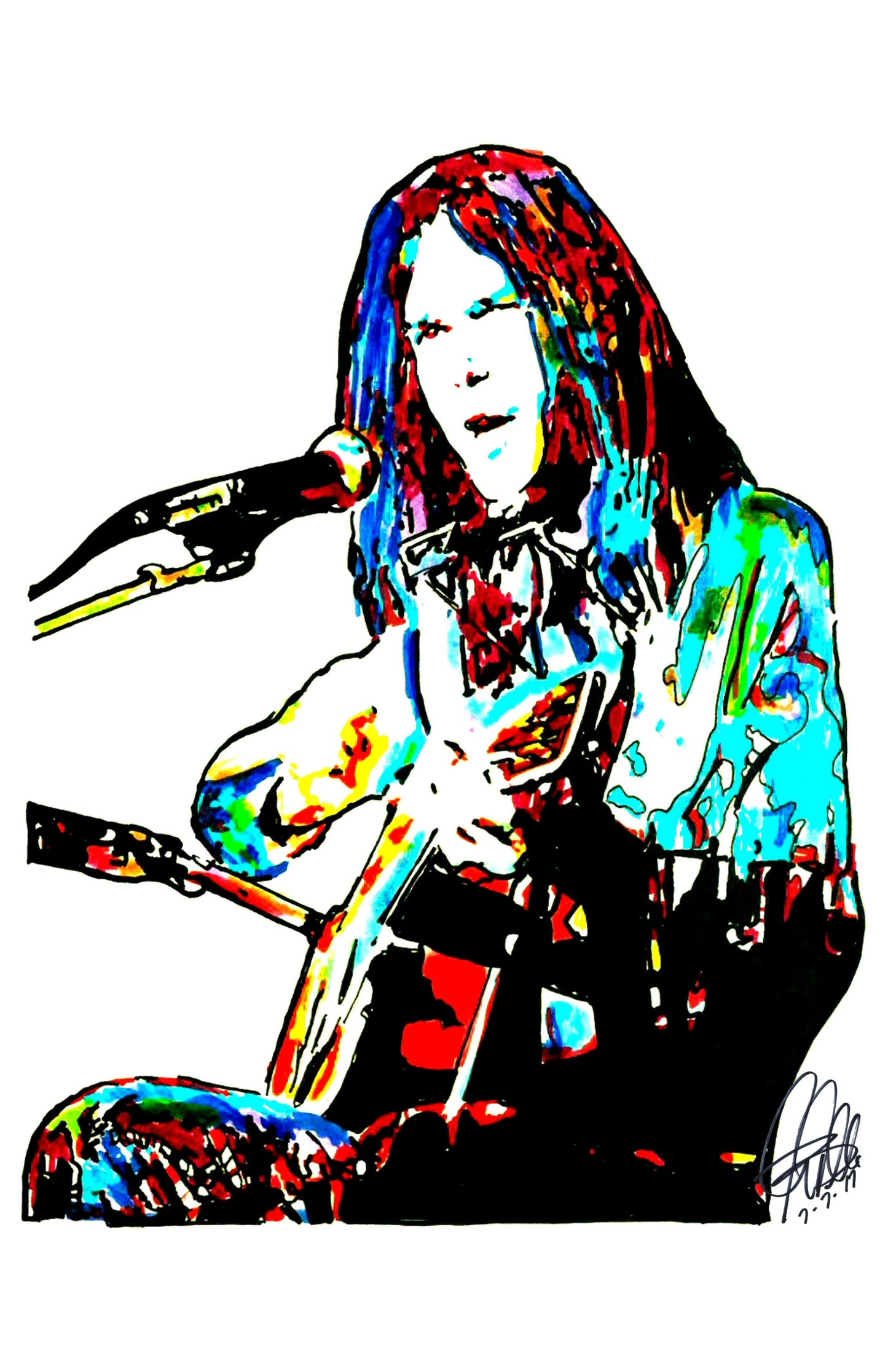 Neil Young Guitar Rock Music Poster Print Wall Art 11x17