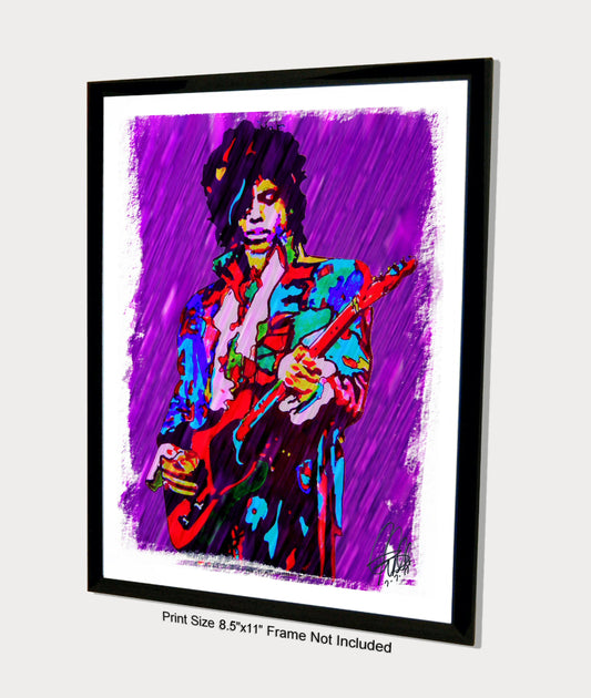 Prince Purple Rain Guitar Rock Music Poster Print Wall Art 8.5x11