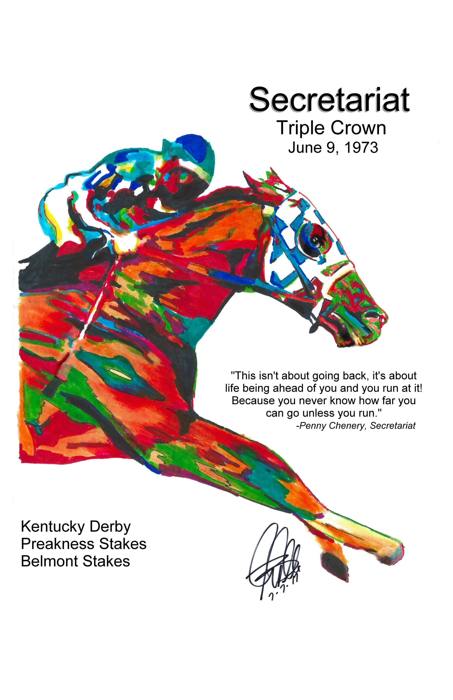 Secretariat Triple Crown Big Red Horse Racing Poster Print Wall Art 11x17