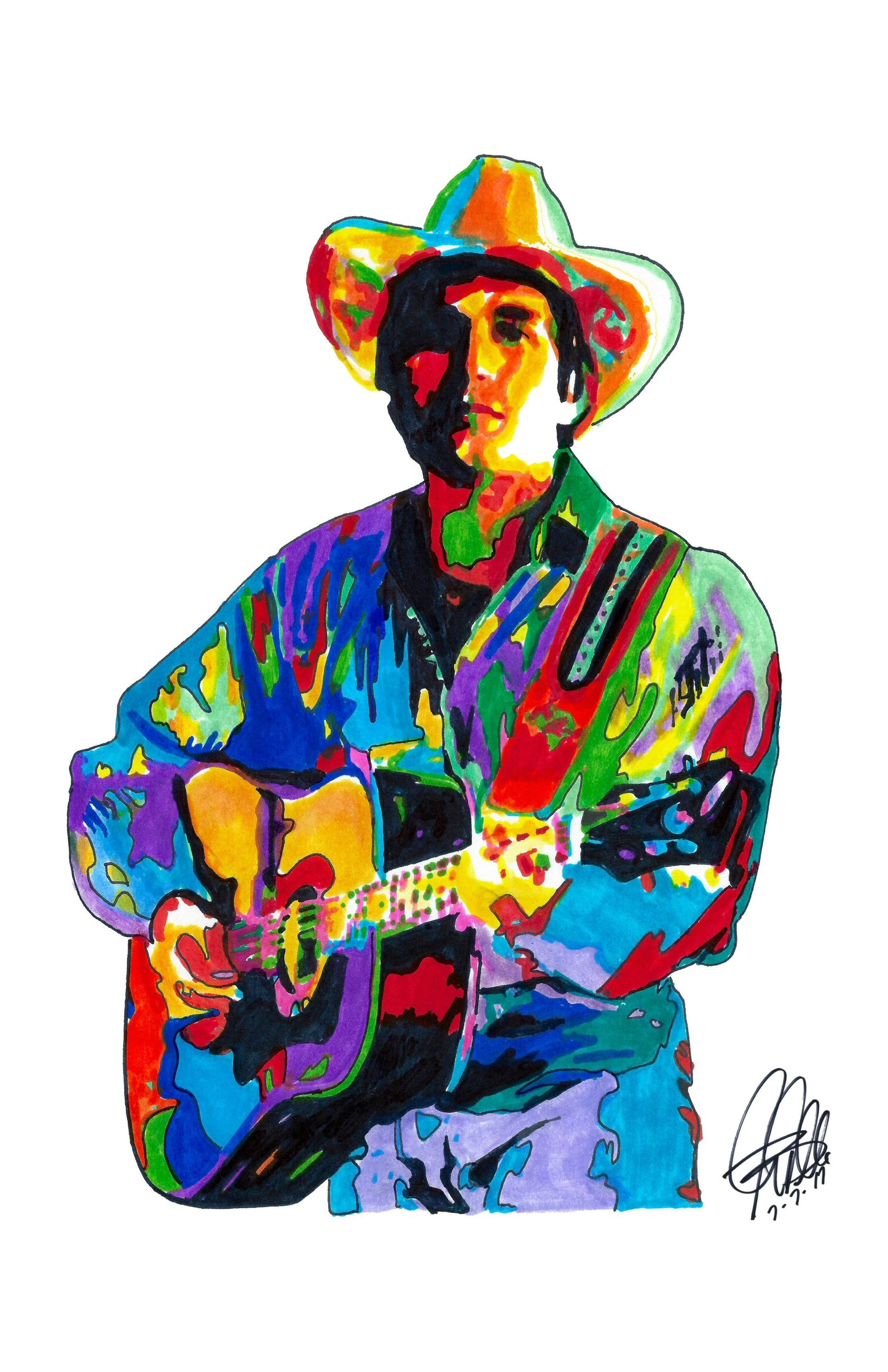 George Strait Singer Guitar Country Music Poster Print Wall Art 11x17