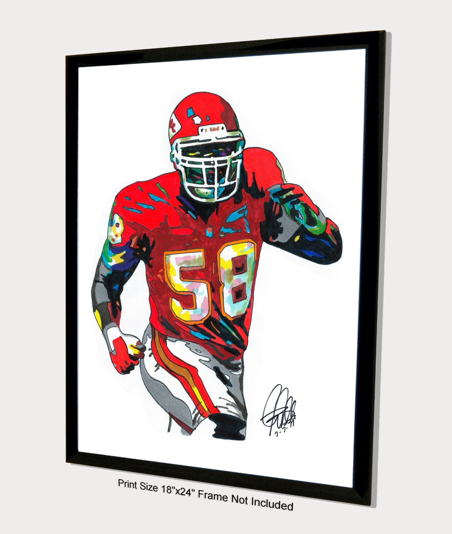 Derrick Thomas Kansas City Chiefs Football Poster Print Wall Art 18x24