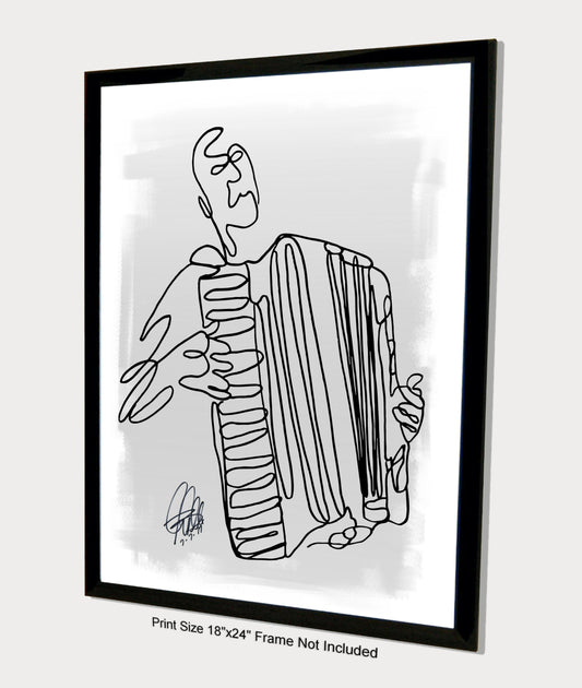 Accordion Player Music Poster Print Wall Art 18x24