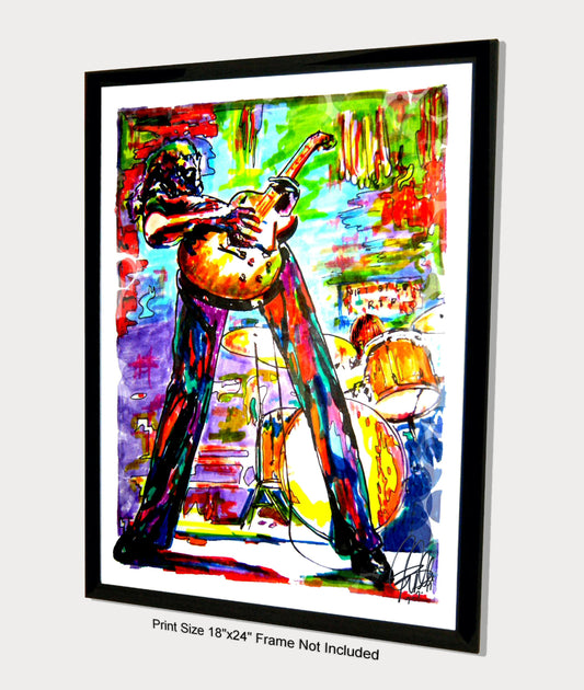 Jimmy Page Led Zeppelin Yardbirds Guitar Music Poster Print Wall Art 18x24