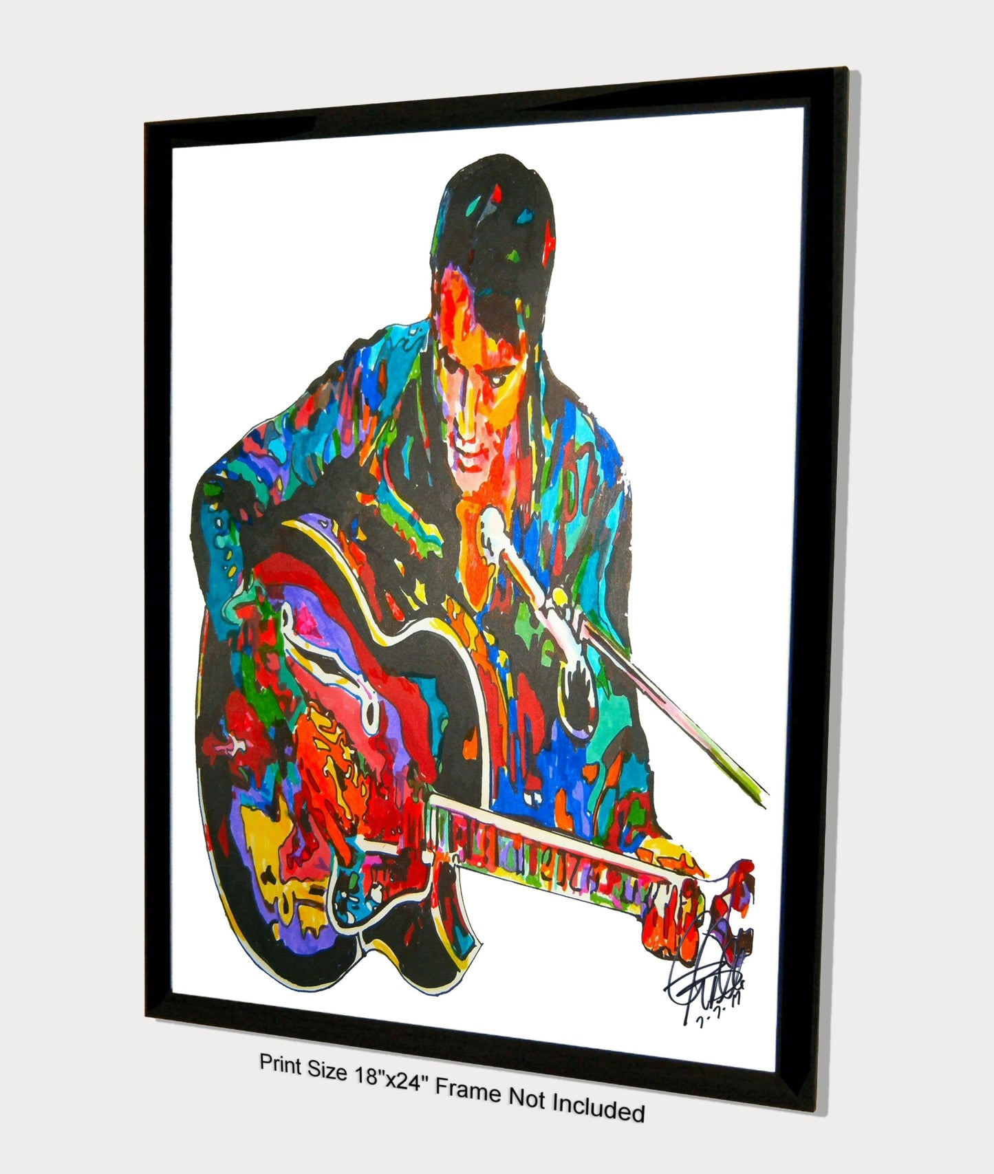 Elvis Presley Guitar Rock Music Poster Print Wall Art 18x24