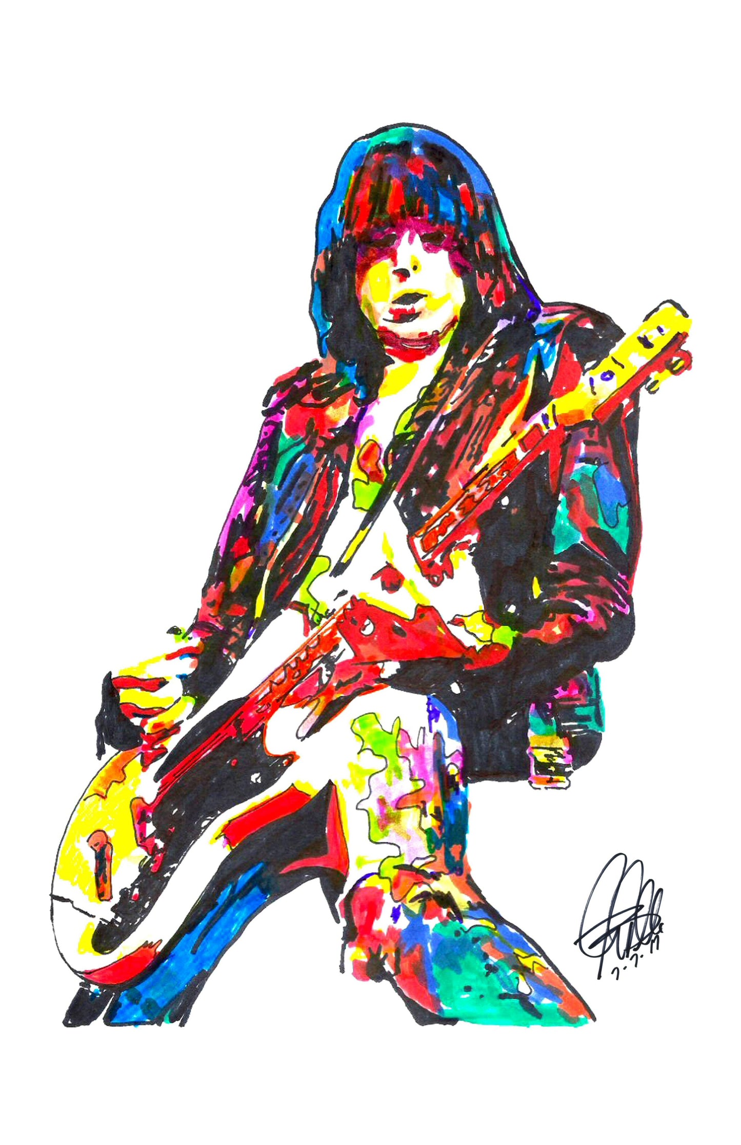 Johnny Ramone Ramones Guitar Punk Rock Music Poster Print Wall Art 11x17