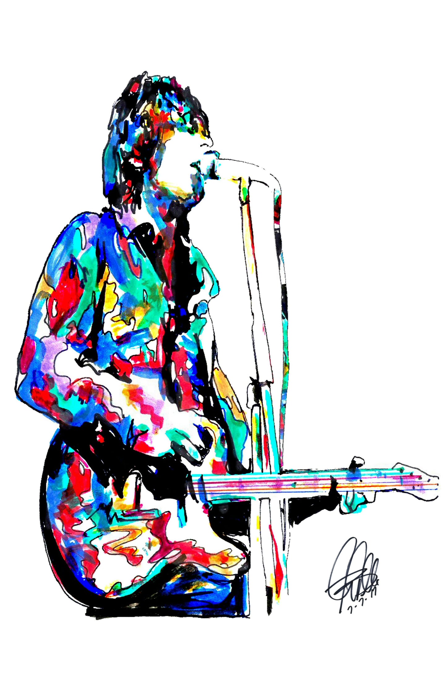 Syd Barrett Pink Floyd Singer Guitar Rock Music Poster Print Wall Art 11x17