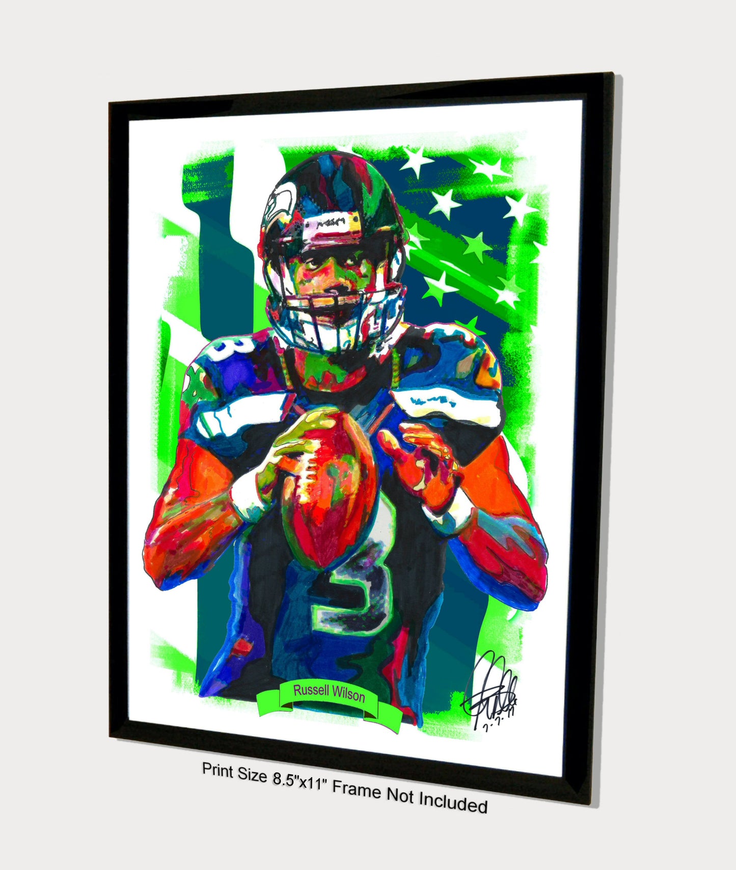 Russell Wilson Seattle Seahawks Football Poster Print Wall Art 8.5x11