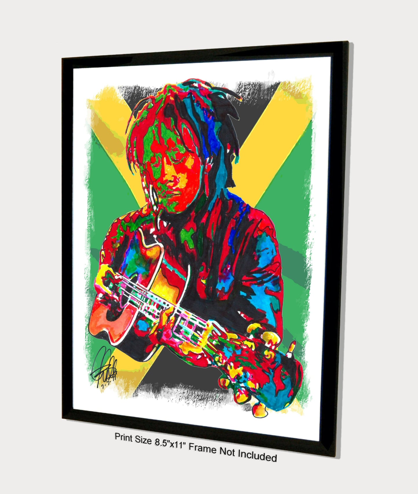 Bob Marley The Wailers Guitar Reggae Music Poster Print Wall Art 8.5x11