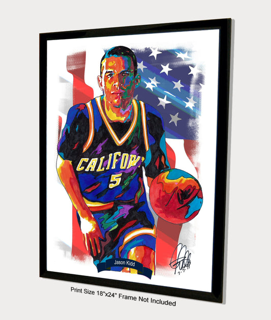 Jason Kidd California Golden Bears Basketball Poster Print Wall Art 18x24