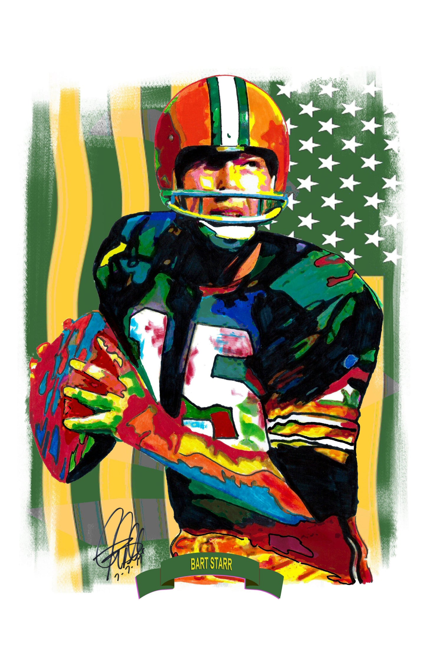 Bart Starr Green Bay Packers Football Poster Print Art 11x17