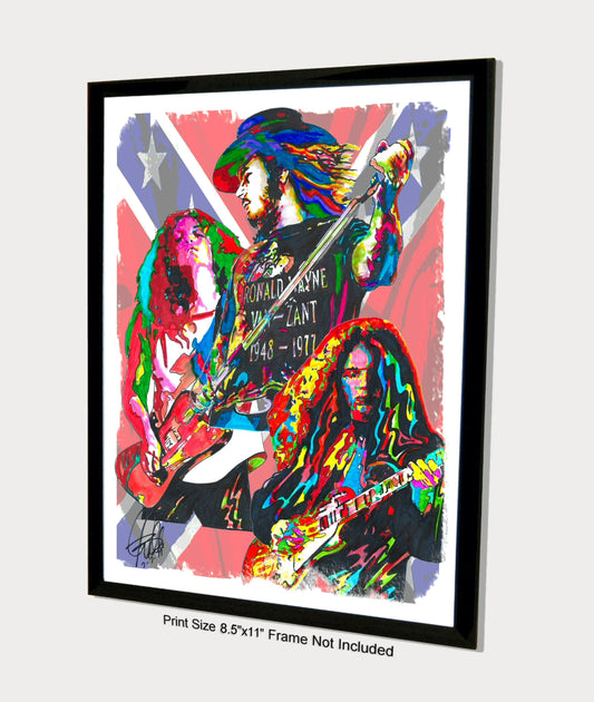 Lynyrd Skynyrd Van Zant Collins Rossington Music Poster Print Wall Art 8.5x11