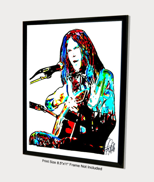 Neil Young Guitar Rock Music Poster Print Wall Art 8.5x11