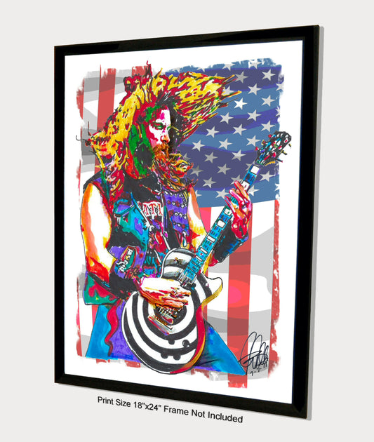 Zakk Wylde Black Label Society Guitar Hard Rock Music Poster Print Art 18x24