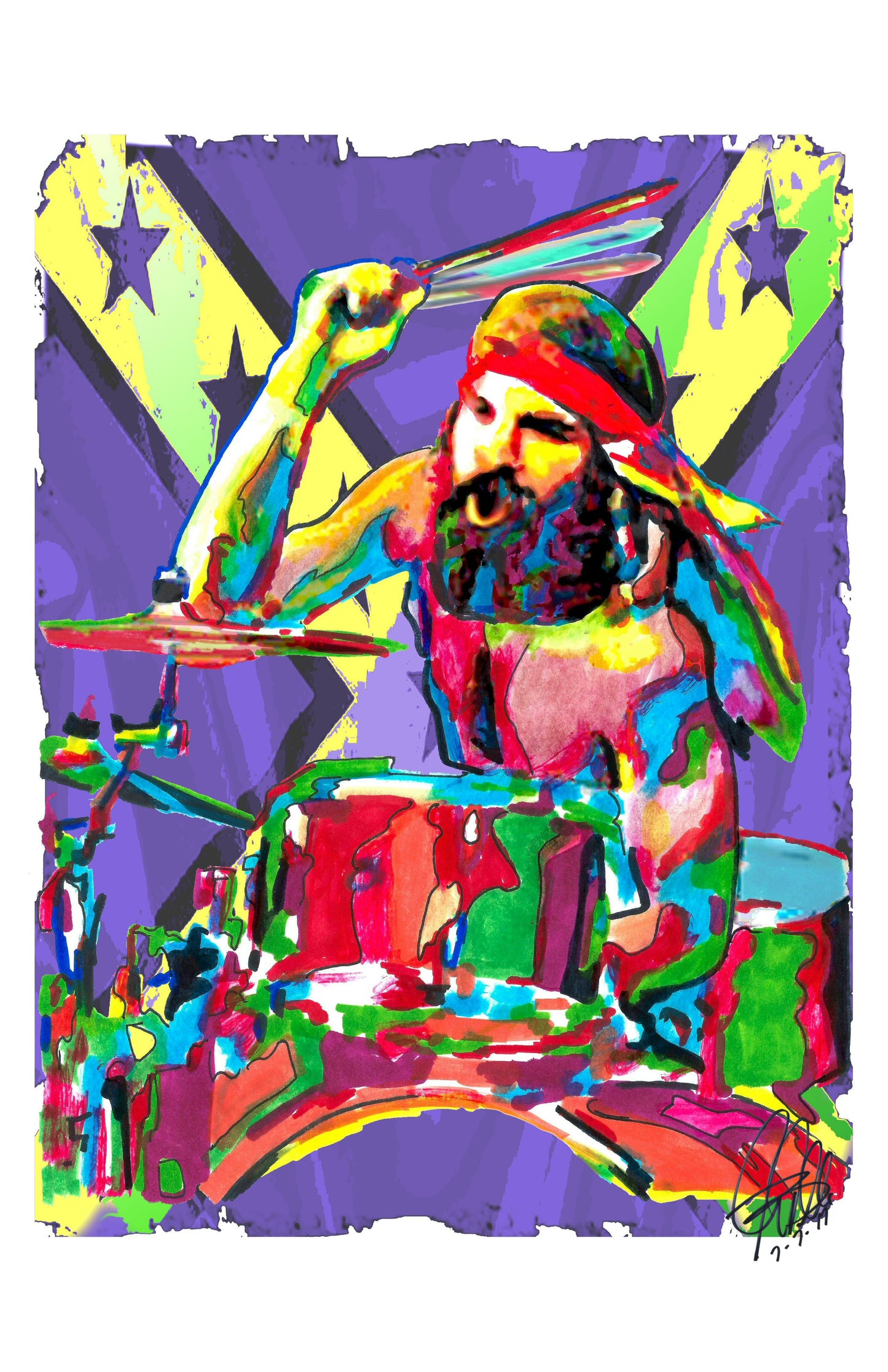 Artimus Pyle Lynyrd Skynyrd Drums Music Poster Print Wall Art 11x17