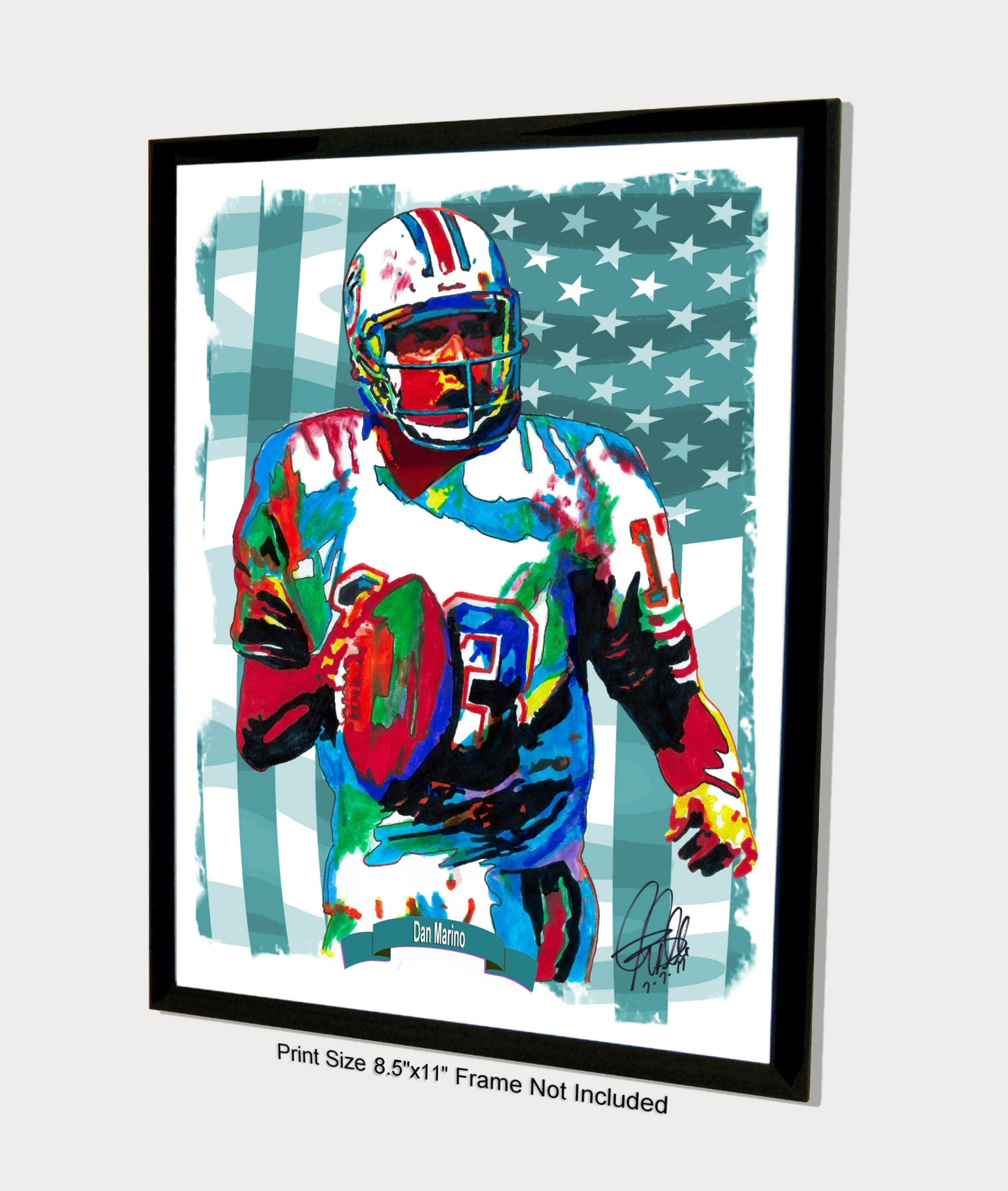 Dan Marino Miami Dolphins Football Poster Print Wall Art 8.5x11