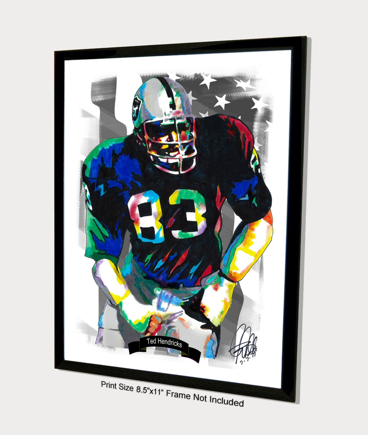 Ted Hendricks Raiders Mad Stork Football Sports Poster Print Wall Art 8.5x11