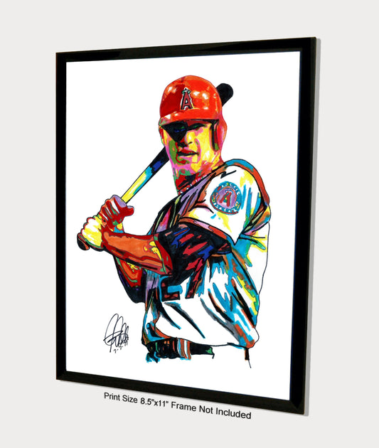 Mike Trout Los Angeles Angels Baseball Poster Print Wall Art 8.5x11