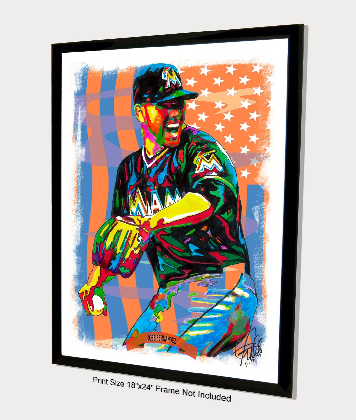 Jose Fernandez Miami Marlins Pitcher Baseball Poster Print Wall Art 18x24