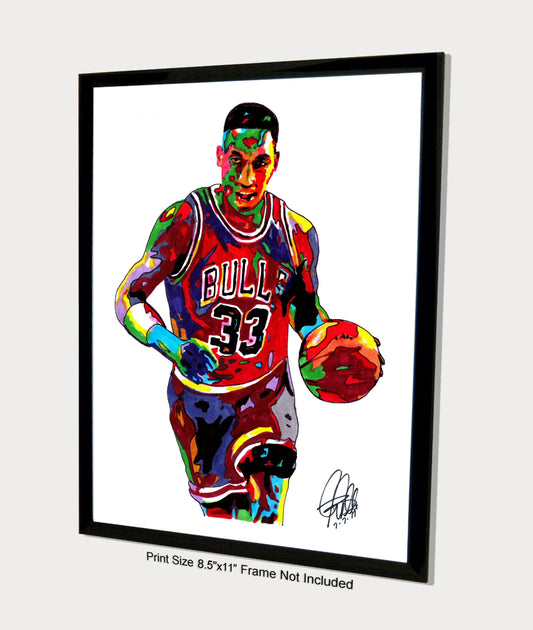 Scottie Pippen Chicago Bulls Basketball Poster Print Wall Art 8.5x11