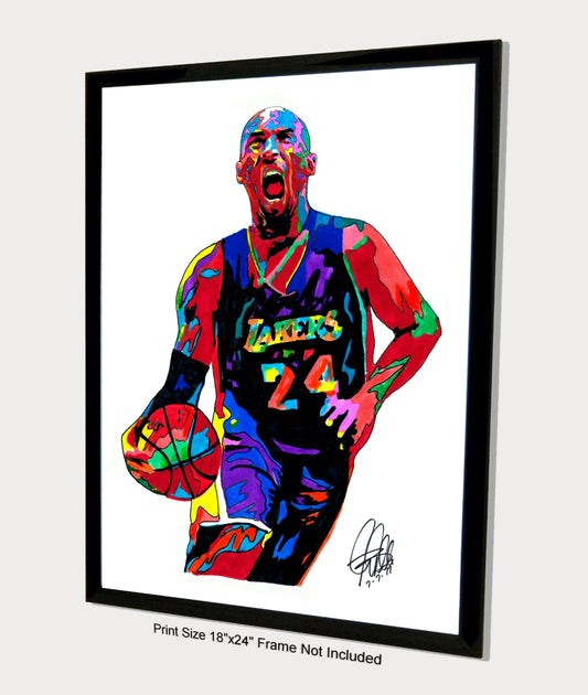 Kobe Bryant Los Angeles Lakers Basketball Sports Poster Print Wall Art 18x24