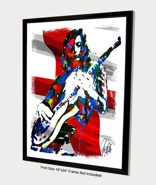 Jimmy Page Led Zeppelin Guitar Poster Print Wall Art 18x24