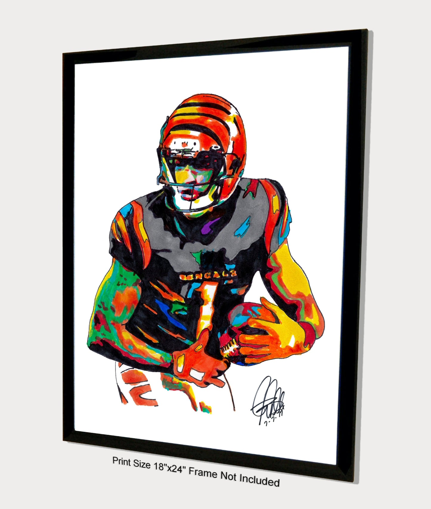 Ja'Marr Chase Cincinnati Bengals Football Sports Poster Print Wall Art 18x24